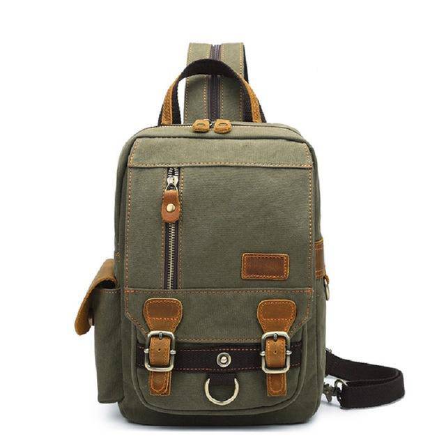 Practical and trendy 20L backpack for hiking in canvas and genuine leather