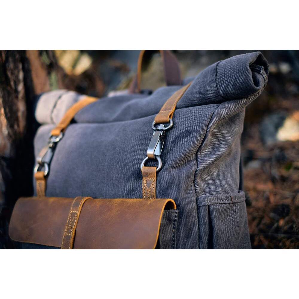 Vintage Retro Canvas Rucksack with Adjustable Straps - HUNTING CASE