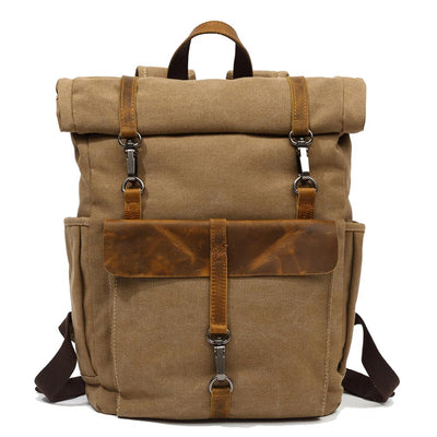 Vintage Retro Canvas Rucksack with Adjustable Straps - HUNTING CASE