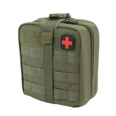 Compact first aid pouch for efficient storage on gear