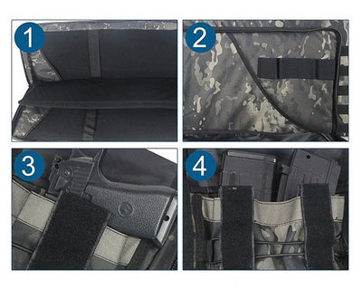 Waterproof padded rifle case for hunting, featuring dual compartments for American Classic tactical guns