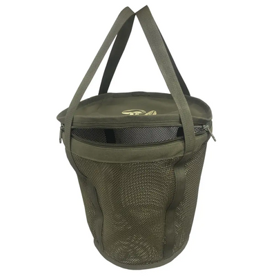 Lightweight mesh bucket for mushroom hunting and foraging