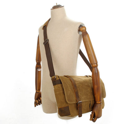 Canvas Laptop Messenger Bag Handcrafted - HUNTING CASE