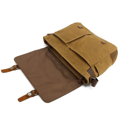 Canvas Laptop Messenger Bag Handcrafted - HUNTING CASE