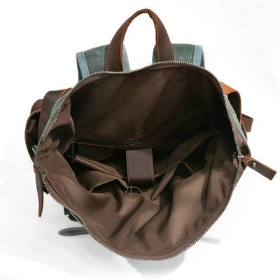 Functional Waxed Canvas Roll Top Backpack for All Occasions - HUNTING CASE