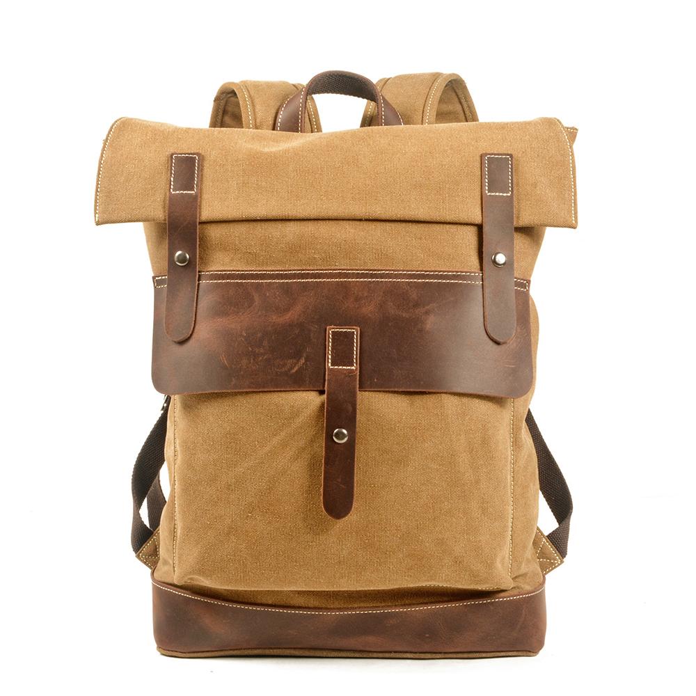 Stylish Waxed Cotton Backpack for Urban and Outdoor Use - HUNTING CASE