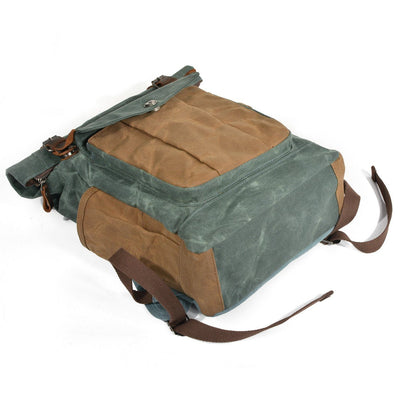 Functional Waxed Canvas Roll Top Backpack for All Occasions - HUNTING CASE