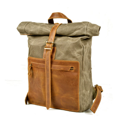 Elegant Waxed Canvas Rucksack for Commuting and Exploration - HUNTING CASE