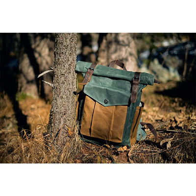 Functional Waxed Canvas Roll Top Backpack for All Occasions - HUNTING CASE