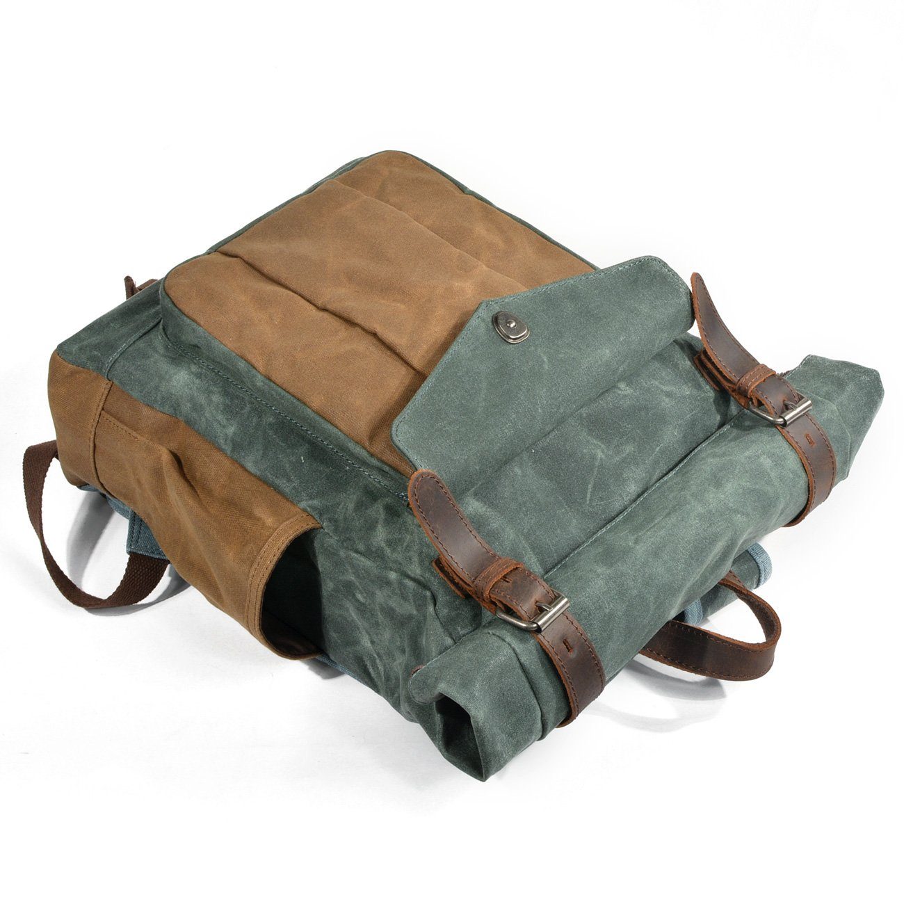 Functional Waxed Canvas Roll Top Backpack for All Occasions - HUNTING CASE