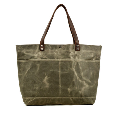 Compact Waxed Canvas Tote Bags for Daily Essentials - HUNTING CASE