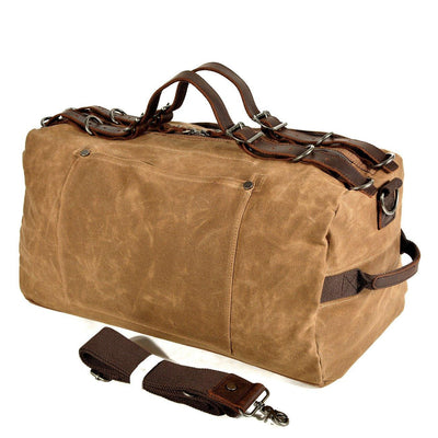 Carry-on size waxed canvas travel duffle bag